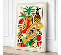 Tropical Fruit Abundance Canvas Wall Art Print 18x12 Inch