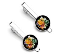 Tropical Fruit Blueberry Pineapple Oranges 1 Pair Men's Tie Clips Lightweight Necktie Tie Bars for Business Wedding Suit