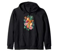 Tropical Fruit Bouquet Hibiscus Pineapple Passion Zip Hoodie