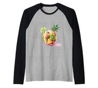 Tropical Fruit Cocktail Splash - Watercolor Summer Vibes Raglan Baseball Tee