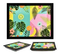 (Tropical Fruit) GEEZY Large Wooden Bean Bag Cushioned Lap Tray - 44 x 34cm