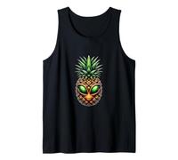 Tropical Fruit Hawaiian UFO Green Eyed Alien Pineapple Skull Tank Top