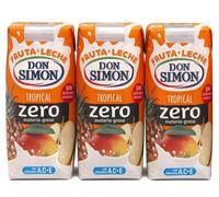 Tropical Fruit & Milk Zero Sugar Drink 3 x 330 ml Don Simon - Pack of 4 (12 Bottles)