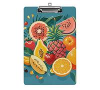 Tropical Fruit Paradise Clipboard, A4 Acrylic Clipboard with Hanging Hole, Ultra-Light Clip Board - Holds 100 Sheets, Shatterproof Document Holder for Office, 12.5" X 8.5"