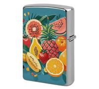 Tropical Fruit Paradise Lighter Case Metal Protective Cover with Double-Sided Art Design, Cool Lighters Pouch Shockproof Lighter Cover for Men Women Gifts, Lighters Not Included
