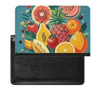 Tropical Fruit Paradise Passport Holder with 3 Card Slots, Portable PU Leather Travel Wallet, Slim Protective Cover for Passport, ID, Credit Cards