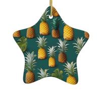 Tropical Fruit Paradise Print Christmas Ornaments, Ceramic Hanging Ornament, Round Shape Decorations