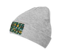 Tropical Fruit Paradise Printing Cute Beanie for Men Women Knitted Beanie Hats Winter Knit Caps Soft Ski Hat Unisex Winter Gift Gray