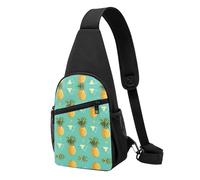 Tropical Fruit Pineapple Casual Sling Bag Crossbody Shoulder Pack,Durable Polyester Chest Bag with Multiple Pockets and Key Holder,Adjustable Strap for Men Women