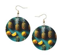 Tropical Fruit Pineapple Leather Round Earrings Color Valentine'S Day Festival Activities Fashion Women'S