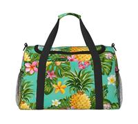Tropical Fruit Pineapple Print Functional Travel Tote Ample Space Travel Bag Foldable Carry On Tote for Weekender