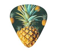 Tropical Fruit Pineapple Print Guitar Picks 12-Pack - Assorted Thickness Picks (0.46mm, 0.71mm, 0.96mm) with Storage Box & Assorted Unique Design for Acoustic, Electric, Bass, and Ukulele Players