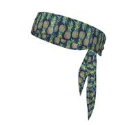 Tropical Fruit Pineapple Print Head Tie Headbands, Ninja Karate Tie, Athletic Sweatbands,Sweat Wicking Workout Head Band