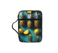 Tropical Fruit Pineapple Print Large Bible Cover Bag, Carrying Book Case Church Bag Bible Protective With Zippered And Handle