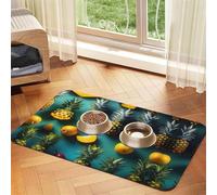 Tropical Fruit Pineapple print Pet Food Mat Absorbent Non-Slip PU Leather Feeding Mat for Dogs Cats Pet Bowl Placemat