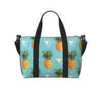 Tropical Fruit Pineapple Print Tote Crossbody Travel Bag with Zip Casual Handbag for Weekend Trips and Gym Shopping