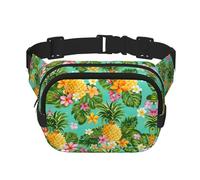 Tropical Fruit Pineapple Print Versatile Square Double Layer Waist Bag Trendy for Men and Women daily use Bag, Black, One Size