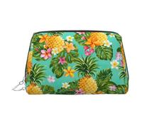 Tropical Fruit Pineapple Printed Beauty Pouch, Large Makeup Holder with Built-in Sponge Protection for Home and Trip