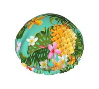 Tropical Fruit Pineapple Printed Double-Layer Shower Cap, Reusable Shower Cap, Suitable For Various Hair Lengths