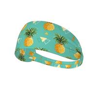 Tropical Fruit Pineapple Printed Running Headband Women, Foldable Adjustable Width, Non Slip for Workout Washing and Spa
