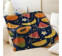 Tropical Fruit Printed Flannel Blanket, Summer Vibes Soft Cozy Throw for Sofa and Bed, Ideal Decor for Living Room and Travel (03,150x200cm)