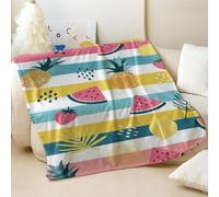 Tropical Fruit Printed Flannel Blanket, Summer Vibes Soft Cozy Throw for Sofa and Bed, Ideal Decor for Living Room and Travel (05,75x100cm)