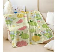 Tropical Fruit Printed Flannel Blanket, Summer Vibes Soft Cozy Throw for Sofa and Bed, Ideal Decor for Living Room and Travel (01,100x150cm)