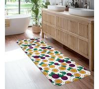 Tropical Fruit Runner Rug, Tropical Playful Beet Leaf Summer Violet Low Pile Sponge Indoor Rectangle Carpet Non Shedding for Kitchen Bedside Entryway Hallway Decor 2x6 Ft
