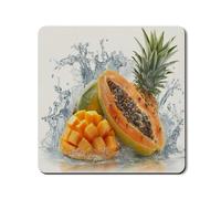 Tropical Fruit Washer Dryer Top Protector Mat, Colorful Splash Design Laundry Cover, Summer Rubber Anti-slip Waterproof Mats for Laundry Room 24x24 Inch
