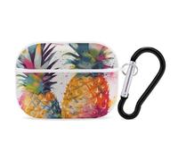 Tropical Fruit Watercolor Pineapple AirPods Pro 2 Case Cover, Shockproof Hard Shell Protective Case for Women Men, Compatible with Airpod Pro Case 2nd/1st Generation with Keychain-White