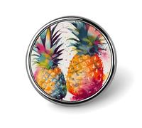 Tropical Fruit Watercolor Pineapple Badge Holder Personalized Metal Button Pin Fashion Round Badge with Pattern Pin DIY Button Badges Exquisite Brooch Crafts Gift Clothes Decorative Pins