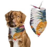 Tropical Fruit Watercolor Pineapple Pet Scarf Adjustable Pet Accessories Triangular Scarf Washable Floral Print Puppy Bib Bandana Stylish Comfortable Cat Scarves for Holiday Scarfs