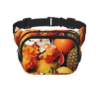 Tropical Fruits and Flowers Fanny Pack Adjustable Crossbody Bag Large Waist Bag Travel Belt Bag Unisex Bum Bag