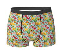 Tropical Fruits And Flowers Printing Men'S Boxer Briefs Stretch Material Moisture Wicking Underwear For Men S-2xl Fit Any Body Black