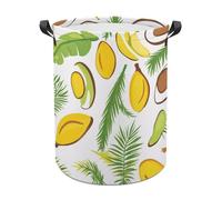 Tropical Fruits Cute Laundry Basket with Handle Oxford Foldable Large Hamper for Bedroom Bathroom