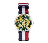 Tropical Fruits Lemon Quartz Watches Arabic Numerals Wrist Watch with Adjustable Strap for Men Women