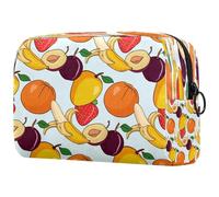 Tropical Fruits Orange Banana Lemon Strawberry Cosmetic Bag for Women, Travel Toiletries Bags Large Makeup Handy Pouch Organiser Bag with Zipper