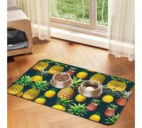 Tropical Fruits Pineapple print Pet Food Mat Absorbent Non-Slip PU Leather Feeding Mat for Dogs Cats Pet Bowl Placemat