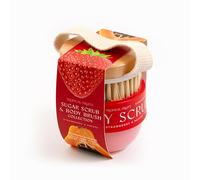 Tropical Fruits Sugar Scrub and Brush Strawberry Papaya Fruity 150g | Exfoliating Sugar Scrub with Brush for Smooth Soft Skin. Fruity Scent with Strawberry and Papaya Notes. Gentle Formula.