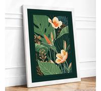 Tropical Garden Botanicals Botanical Framed Wall Art Print A1 (84.1×59.4cm) White, Wall Decor for Living Room, Bedroom, Office & Home, Ready to Hang, Art Gift