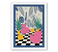 Tropical Geometry Eclectic Framed Wall Art Print A1 (84.1×59.4cm) White, Wall Decor for Living Room, Bedroom, Office & Home, Ready to Hang, Art Gift