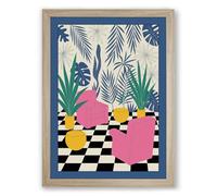 Tropical Geometry Eclectic Framed Wall Art Print A4 (29.7×21cm) Oak, Wall Decor for Living Room, Bedroom, Office & Home, Ready to Hang, Art Gift