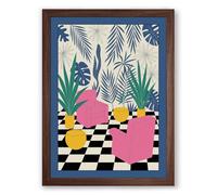 Tropical Geometry Eclectic Framed Wall Art Print A4 (29.7×21cm) Walnut, Wall Decor for Living Room, Bedroom, Office & Home, Ready to Hang, Art Gift