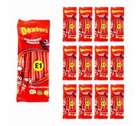 Tropical Gold Dexters Pencils Soft Chewy Sweets 12 x 160g - Strawberry, Blue Raspberry, Sour Rainbow & Apple Flavours, Colourful Kids Candy, Fruity Sugar Treats (Strawberry)