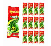 Tropical Gold Dexters Pencils Soft Chewy Sweets 12 x 160g - Strawberry, Blue Raspberry, Sour Rainbow & Apple Flavours, Colourful Kids Candy, Fruity Sugar Treats (Apple)