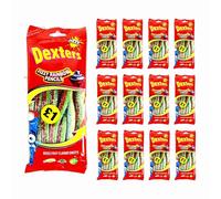 Tropical Gold Dexters Pencils Soft Chewy Sweets 12 x 160g - Strawberry, Blue Raspberry, Sour Rainbow & Apple Flavours, Colourful Kids Candy, Fruity Sugar Treats (Sour Rainbow)