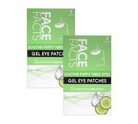 Tropical Gold Face Facts Gel Eye Patches Soothe Puffy Eyes 4's x 2 - Cooling Under Eye Treatment, Refreshing Hydrating Eye Masks