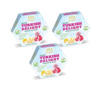 Tropical Gold Turkish Delight Rose & Lemon 3 x 150g - Premium Assorted Soft Chewy Sweets, Authentic Mediterranean Delight, Gift Box Treats