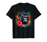 Tropical Gorilla Jungle Hibiscus Floral Mood T-Shirt