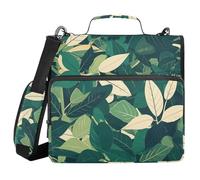 Tropical Green Leaves 3 Rings Office Binder Organizer With Shoulder Strap And Handle Easy To Carry Document Organizer School Bag